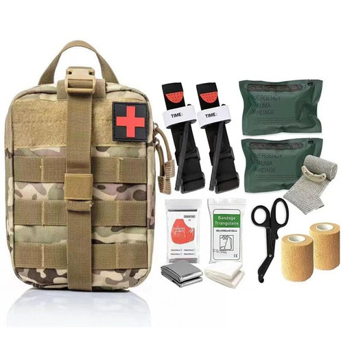 Emergency Survival Kit and First Aid Kit, Professional Survival Gear Tool with Tactical Molle Pouch and Tourniquet for Earthquake, Outdoor Adventure, Camping, Hiking (C : Y) Emergency Survival Kit and First Aid Kit, Professional Survival Gear Tool with Tactical Molle Pouch and Tourniquet for Earthquake, Outdoor Adventure, Camping, Hiking (C : Y)