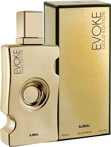 Evoke Gold for Women EDP - Eau de Parfum 75ML (2.5 oz) | Arabian Perfumery | Fresh & Spicy Opening Through Pink Pepper & Bergamot, Floral Heart w/ Orris, Woody & Powdery Base | Glamorous | by Ajmal