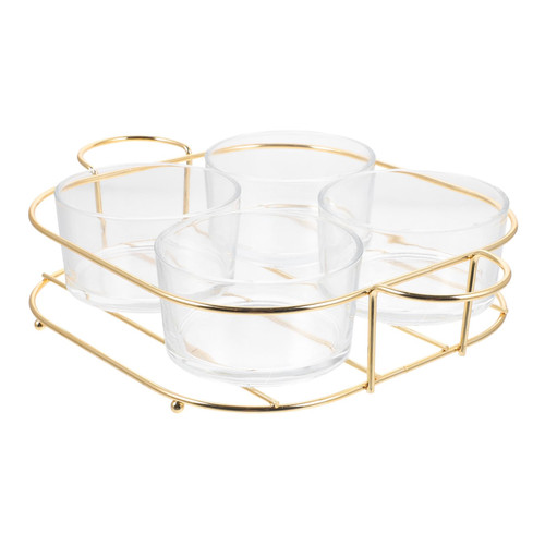 Hemoton 1 Set Fruit Dish Candy Dish with Lid Dry Food Storage Glass Fruit Bowl Glass Snack Bowls Fruit Serving Tray Nut Tray Fruit Trays Light Luxury Fruit Plate Partition Round Iron