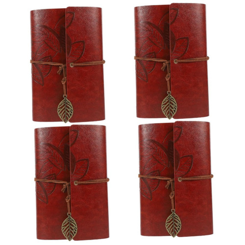 MAGICLULU 4pcs Notebook Loose Leaf Notepad Leather Bound Journal To- Do List Planner Lock Journal Leather Refillable Journal Memo Book Leather Sketchbook Note Book Schedule Pu Pocket Travel
