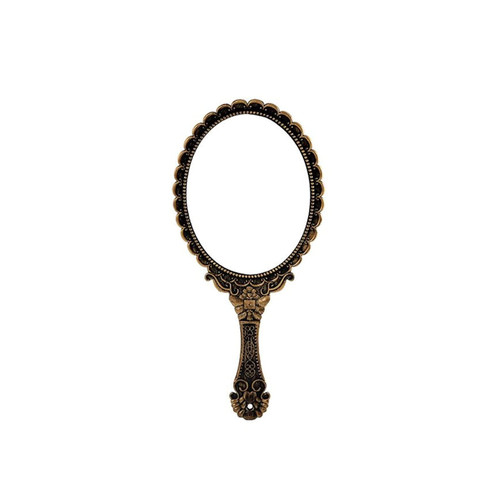 INLIMA Mirror Vintage Carved Handheld Vanity Mirror Makeup Mirror SPA Salon Makeup Vanity Hand Mirror Handle Cosmetic Compact Mirror for Women (Color : Bronze)