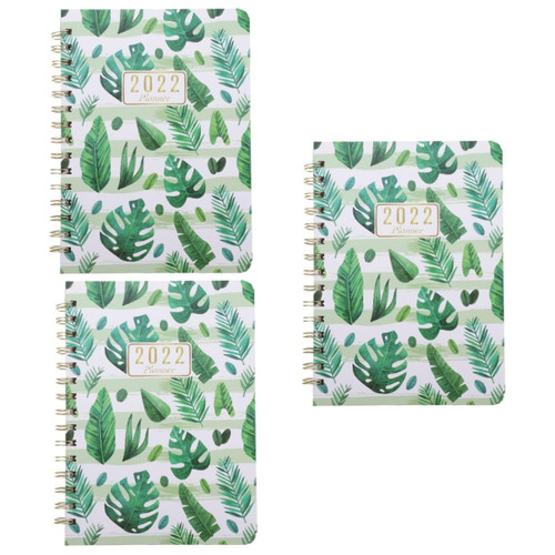 Ciieeo 3pcs Planner Ruled Writing Notebook Journal Writing Book Page Per Day Diary 2022 Personal Organizer Notebook Daily a Travel Notebook Daily Notepad Office Periodicals Paper Leaves
