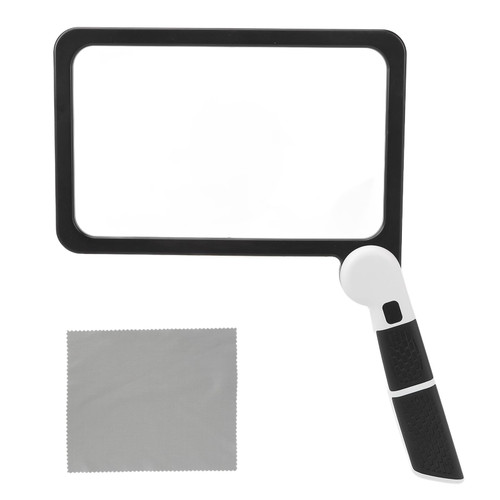 Magnifying Glass, 5X Folding Handheld Large Rectangle Reading Magnifier with Dimmable,for Macular Degeneration Seniors Reading Close Work