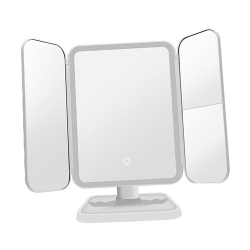 NOLITOY 1pc Folding Vanity Mirror Tri- Fold Makeup Mirror Luxry Practical Cosmetic Mirror Makeup Light Makeup Vanity Mirror Girls Makeup Mirror Dressing Table Mirror Luxurious White Abs