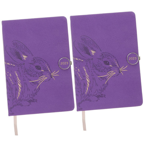 Tofficu 2pcs Year of The Rabbit Notebook Calendar Notepad Calendar Planner 2023 Planner Leather Notepads for Work Planner to Do List Office Check in Chinese Zodiac Imitation Leather