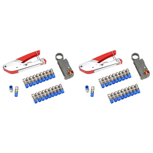 DOITOOL 2pcs tool kit tech tool coax cable tester cable installation coaxial tool fitting wire stripper coaxial cable wire stripping tool cable stripping tool Compression Tool set Crimp