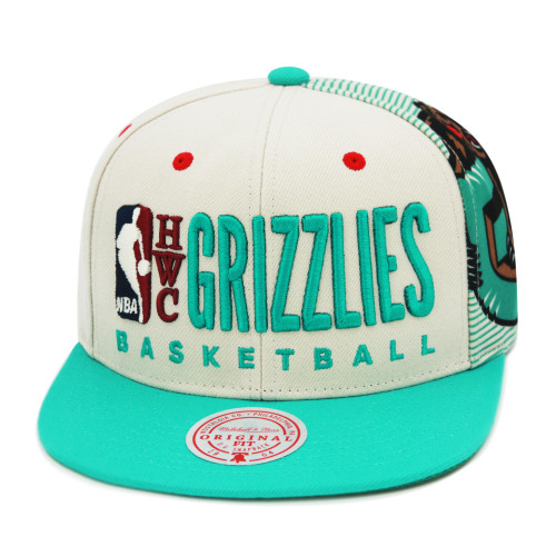 Mitchell & Ness Vancouver Grizzlies Team Basketball Big Face Snapback Hat Cap - Sand/Teal