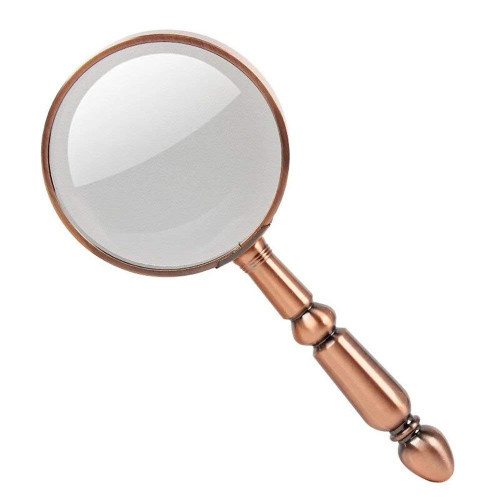 RAUGAJ Magnifiers,6X Magnifying Glass Metal Handle Old Man Reading Magnifier to Read Newspaper High Hd Optical Lens Glass Bronze