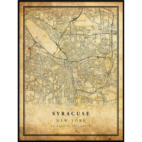 Syracuse map Vintage Style Poster Print | Old City Artwork Prints | Antique Style Home Decor | New York Wall Art Gift | Antique map Art 18x24