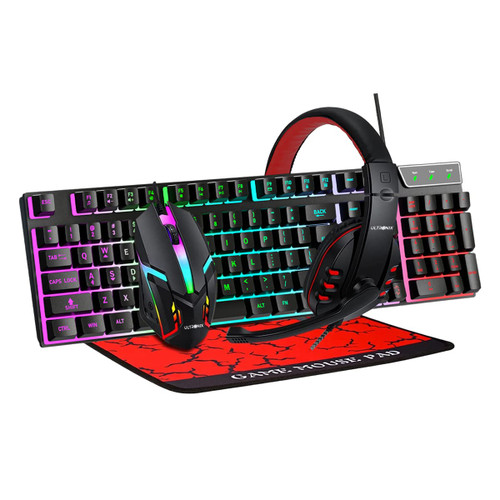 ULTRONIX Wired RGB Backlit Gaming Keyboard, Gaming Mouse, Gaming Mouse Pad, Gaming Headset Combo All in One PC Gamer Bundle for Windows PC, Xbox/PS4