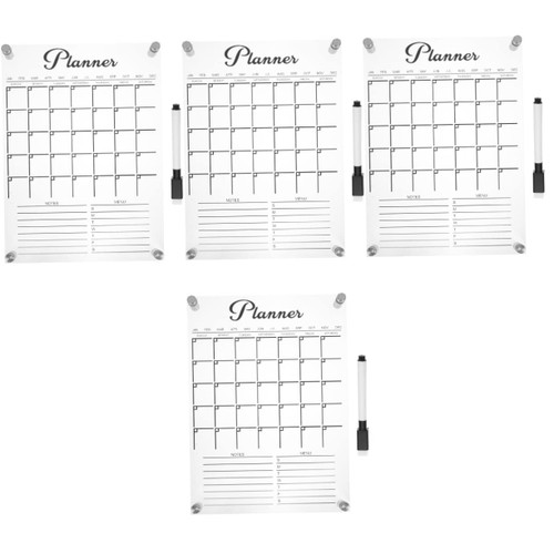 Operitacx 4 Sets Erasable Writing Board Small White Board Clear Whiteboard Acrylic Dry Erase Board Dry Erase Whiteboard Mini White Board Acrylic Note Board Refrigerator Wipe The Board