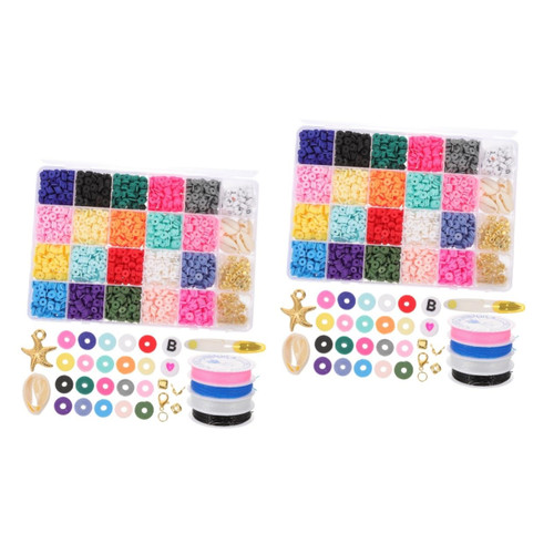 VILLCASE 2 Sets DIY Beaded Bracelet Clay Beads Bead Kits Necklace Making kit Jewelry Making kit Bead Bracelet Making kit Clay Bracelet Making kit Bracelet kit Rope Bohemian Polymer Clay