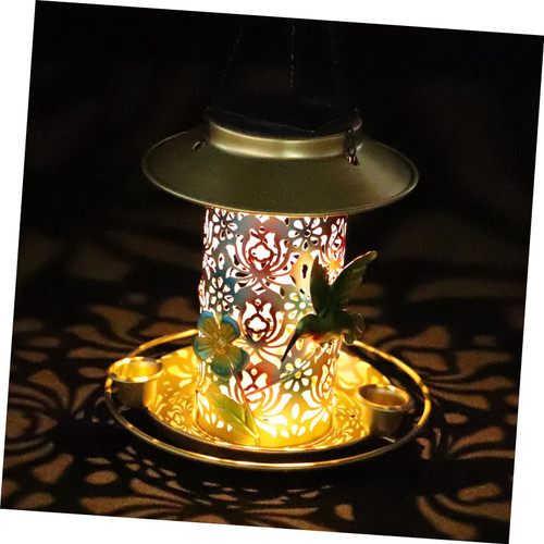 BCOATH Solar Bird Feeder Solar Lantern Bird Feeder with Light Bird Feeders for Outdoors Hanging Bird Feeding Container Bird Feeders Outdoors Bird Feeder Pole Metal Squirrel Multifunction