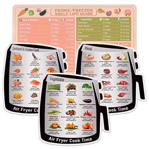 Air Fryer Magnetic Cheat Sheet Cooking Time Quick Guide Reference Chart Kitchen Accessories Fridge Freezer Shelf Life