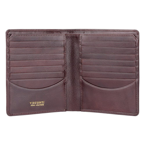 Visconti Tuscany 49 Secure RFID Blocking Genuine Leather Card Holder Wallet (Brown)