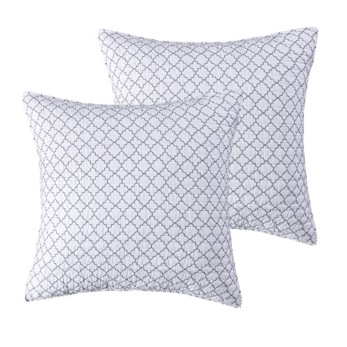 Levtex Home - Pisa Euro Sham Set of 2- Two Pillow Shams 26x26 - Grey, White- Cotton