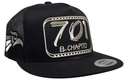 El Chapito El Chapo Guzman 3 Logos Silver Hat Black Mesh