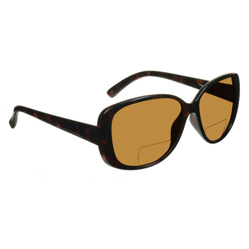 proSPORT Womens Polarized BIFOCAL Reader Sunglass +1.50 Brown Tortoise Frame Oversized Jackie-O w/Hard Case