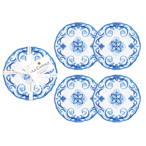 Le Cadeaux Melamine 6 inch Appetizer Plates, Set of 4, Mallorca