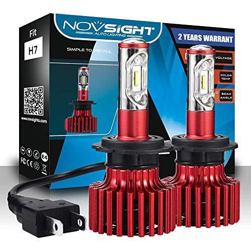 NIGHTEYE H7 LED Headlight Bulbs 60W(30w2) 10000LM(5000lm2) 6000K Cool White CSP LED Chips 2 Year Warranty (H7)