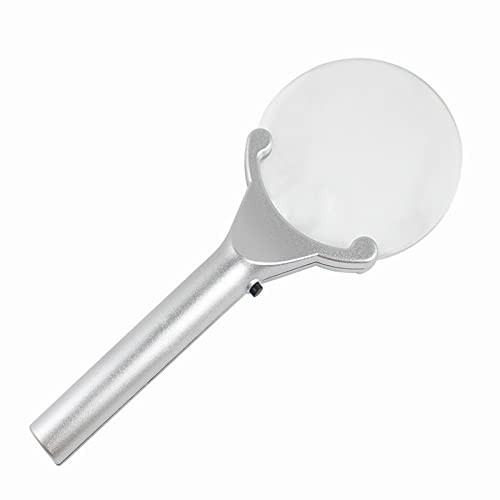 OUMIFA Magnifying Glass 2.5X 6X Reading Glass Handheld Reading Magnifier Portable Magnifying Glass with LED Light Rimless LED Magnifier Loupe Monocle (Magnification : 2.5X 6X)