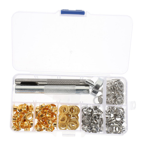 SEWACC 400 Sets Air Eye Button Set Grommet Eyelets Tool Kit Grommets Snap Fasteners Kit Eyelets Button Kit Eyelet Punch Kit Curtain Eyelet Kit Tarp Curtain Eyelets Crafts Alloy Punch Hole
