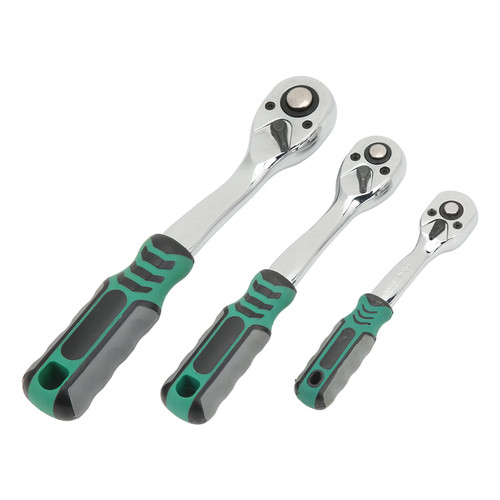 Zixyqol 3pcs 72 Tooth Ratchet Handle Socket Wrench Stainless Steel Quick Release for Auto Repair socket ratchet wrench, handle auto repair tool