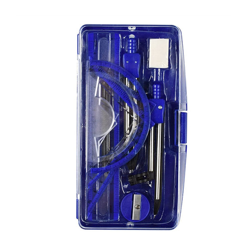 hanxiaoyishop Compass for Geometry Professional Compass Portable Precision Protractor Drawing Triangle Eraser Compasses Set Math Eraser Ruler for Students School Supplies Geometry Set (Color : A)