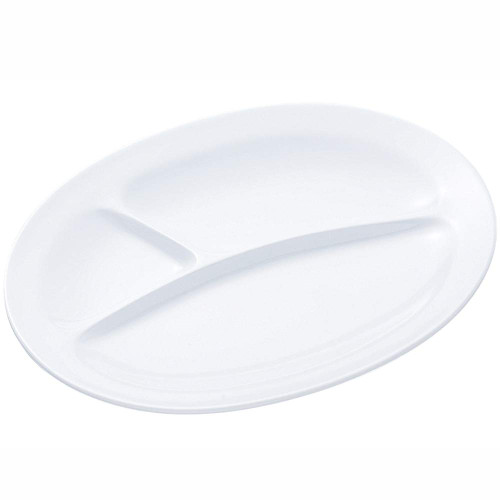 Nagao No.53 Unbreakable Tableware, Oval Lunch Plate, 3 Cuts, 9.8 inches (25 cm), Made in Japan