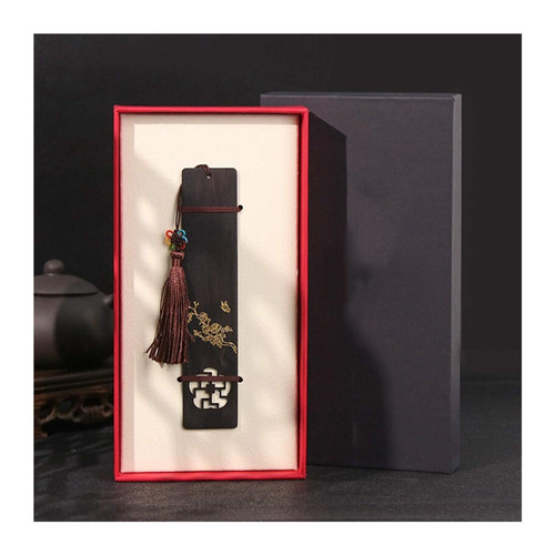 QTBH Handmade Bookmark Bookmark Wooden Classical Chinese Style Bookmark Wooden Bookmark with Beautiful Tassels, Deal Gift for Book Lovers Readers Carved Hollow Bookmark