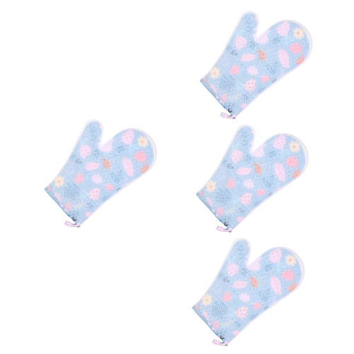 SOLUSTRE 4pcs Gloves Oven Glove hot pan Mitts Oven mat Oven mitt BBQ mitt Kitchen Mittens Microwave mitt Small Dish Racks Oven Mitts Silicone hot Bowl Barbecue