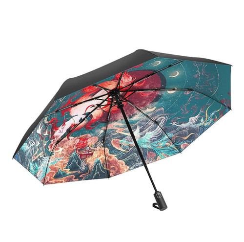 PIPONS Durable Wind Resistant Umbrella Folding Umbrella Parasol Fully Automatic Umbrella Women Sunscreen Uv Protection Sun And Rain Stick Umbrella