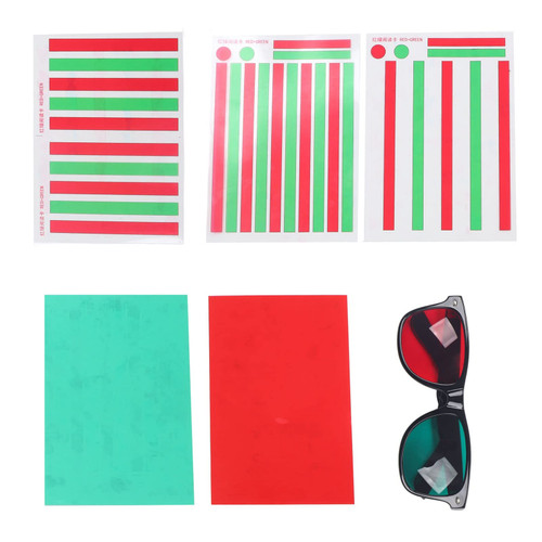 Red Green Vision Correction Cards,ANGGREK Myopia Strabismus Amblyopia Stereo Eye Training Reading Aids Red Green Training Glasses