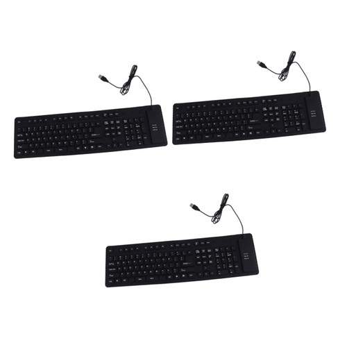 UKCOCO 3pcs Roll Wired Folding Keyboard Notebook - Travel Soft Keyboard USB Wired Waterproof Keyboard Foldable Keyboard External Computer Keyboard Portable