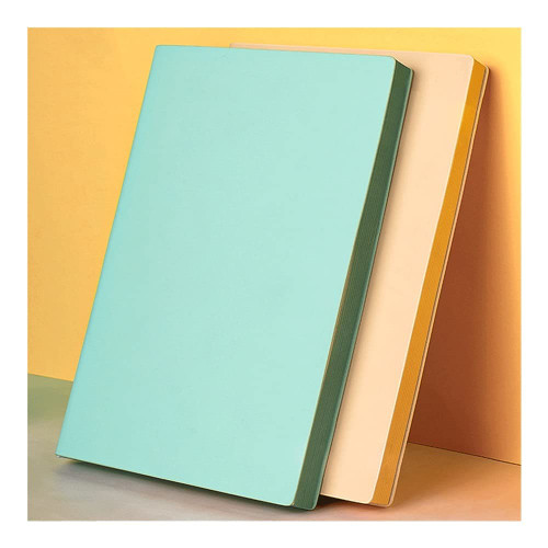 LWSX Grid Notebook,Paper Journal Two Sets of Classic Simplicity Leather Diary Suitable for Record Daily,Painting,Classroom Notes (Color : Yellow+Green)