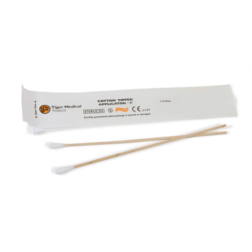 Cotton Tipped Swab Applicators Sterile 6" Long Wood Handle
