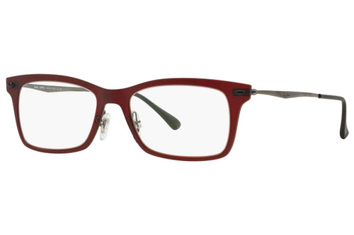 Ray-Ban RX7039-5456 Eyeglasses Red; Gunmetal w/Clear Demo Lens 53mm