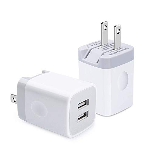 USB Wall Charger, 2 Pack Dual Port USB Power Adapter Foldable Wall Charger Plug Compatible with iPhone Xs/XS Max/XR/X/8/8 Plus/7/6S Plus, Samsung Galaxy S10/S10e S9/S8/Plus S7/S6/Edge, Note 8/9