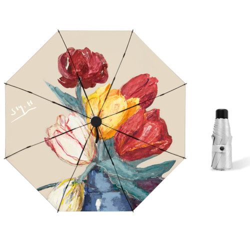 ANIIC Umbrella Manual Umbrella Folding Umbrella Parasol Sun Umbrella Rain Or Shine Dual-Use Umbrella Female Uv Protection for Rain and Sun