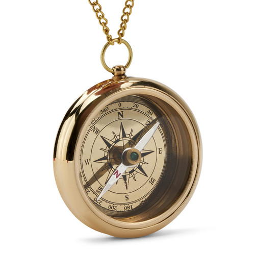 NKlaus Maritime 6cm Brass Compass with Chain Gold Pocket Compass Navigation Compass 11669