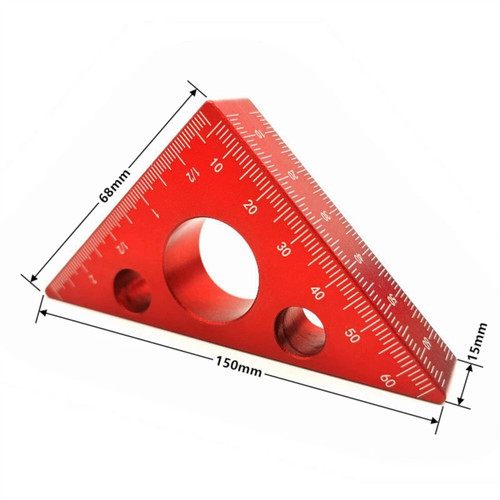GOOFFY Precision Woodworking Tools Ruler Aluminum Alloy 45 Degree Angle Ruler Inch Metric Triangle Ruler Carpenter Workshop Woodworking Square Measuring Tools Ruler