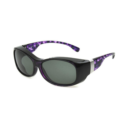 Dioptics Women's Haven Sunset AZT Fits Over Sunglasses Polarized Rectangular, Purple Tortoise, 60 mm