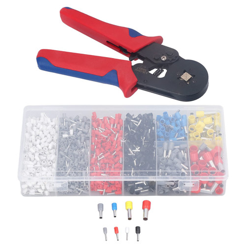 Ferrule Crimping Tool Kit, 1800Pcs/Set Ferrule Crimping Tool, AWG 23?7 Crimper Plier with Wire Ferrules Portable Crimping Tool Set