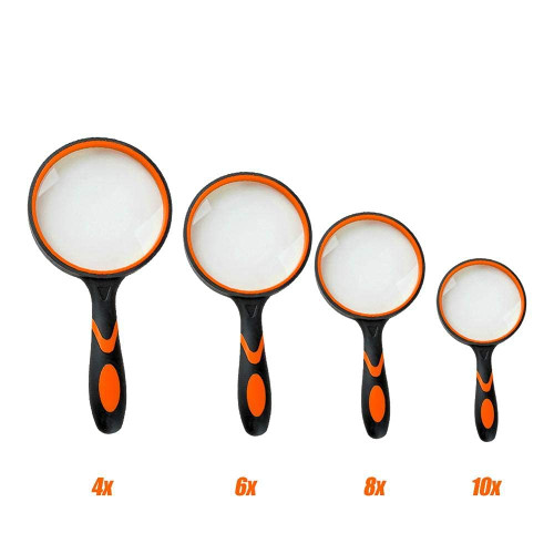 RAUGAJ Magnifying Glasses, Magnifier Magnifier 3X 4X 8X 10X Magnifying Glass Portable Handheld Magnifier for Jewelry Newspaper Book Reading High Definition Eye Loupe Glass Elderly Reading Tool/Orange/