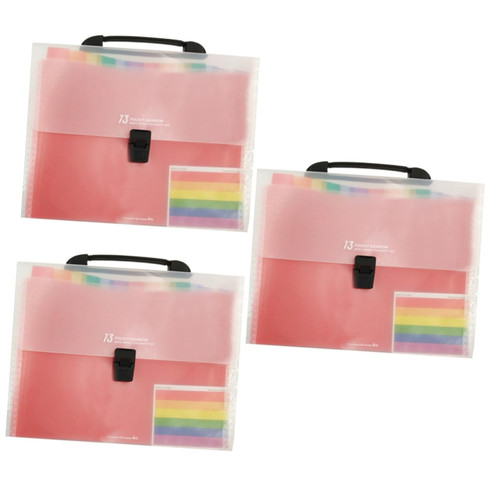 STOBOK 3pcs 13 Classified Folder Accordian File Accordion Folder Accordion File Organizer Bill Organizer Accordion File Folder Folders Document Bag Student File Package High Capacity
