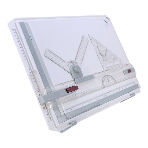 Estink A3 Drawing Board Table Set, Drafting Table Drawing Board Ergonomic Multi-Funtion Metric Graphic Architectural Sketch Board with Clear Rule Parallel Motion and Adjustable Measuring System Angle