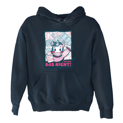 Unique Gift Idea for Kids Unicorn Crayon Cartoon Drawing Room Decor Navy and Muticolor Unisex Hoodie