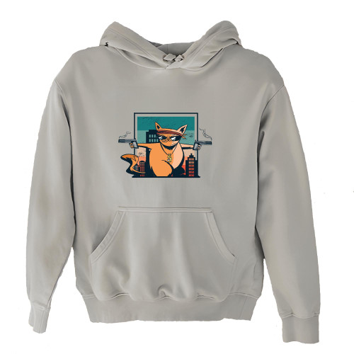 Criminal Cat Gift for Pet Lovers Illustration of Cat Holding Guns and Wearing Sunglasses White and Muticolor Unisex Hoodie