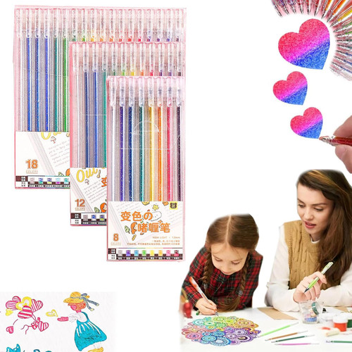 WhiPin Strengthfully Glitter Gel Pens,Strengthfuly Glitter Gel Pen Set,Strengthfully Pens,Strengthfully Markers,Photographw Glitter Pens,Strengthfully Pens (8Color+12Color+18Color)