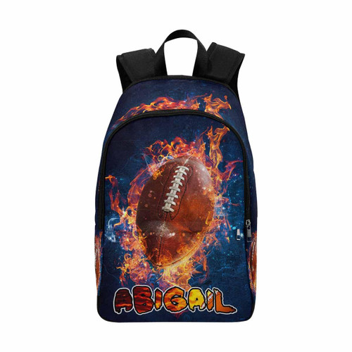 InterestPrint Customized Backpack School Bags with Name, Custom Rugby Fire Galaxy Knapsack Backpack Personalized Laptop Backpack Fashion Daypack for Camping Hiking